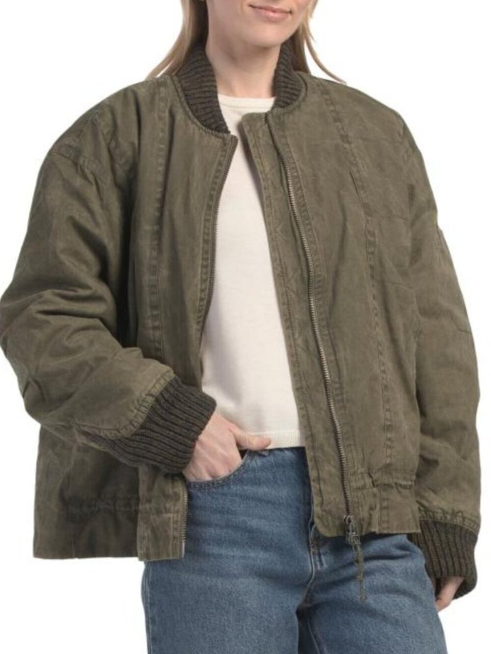 FREE PEOPLE Jax Washed Bomber